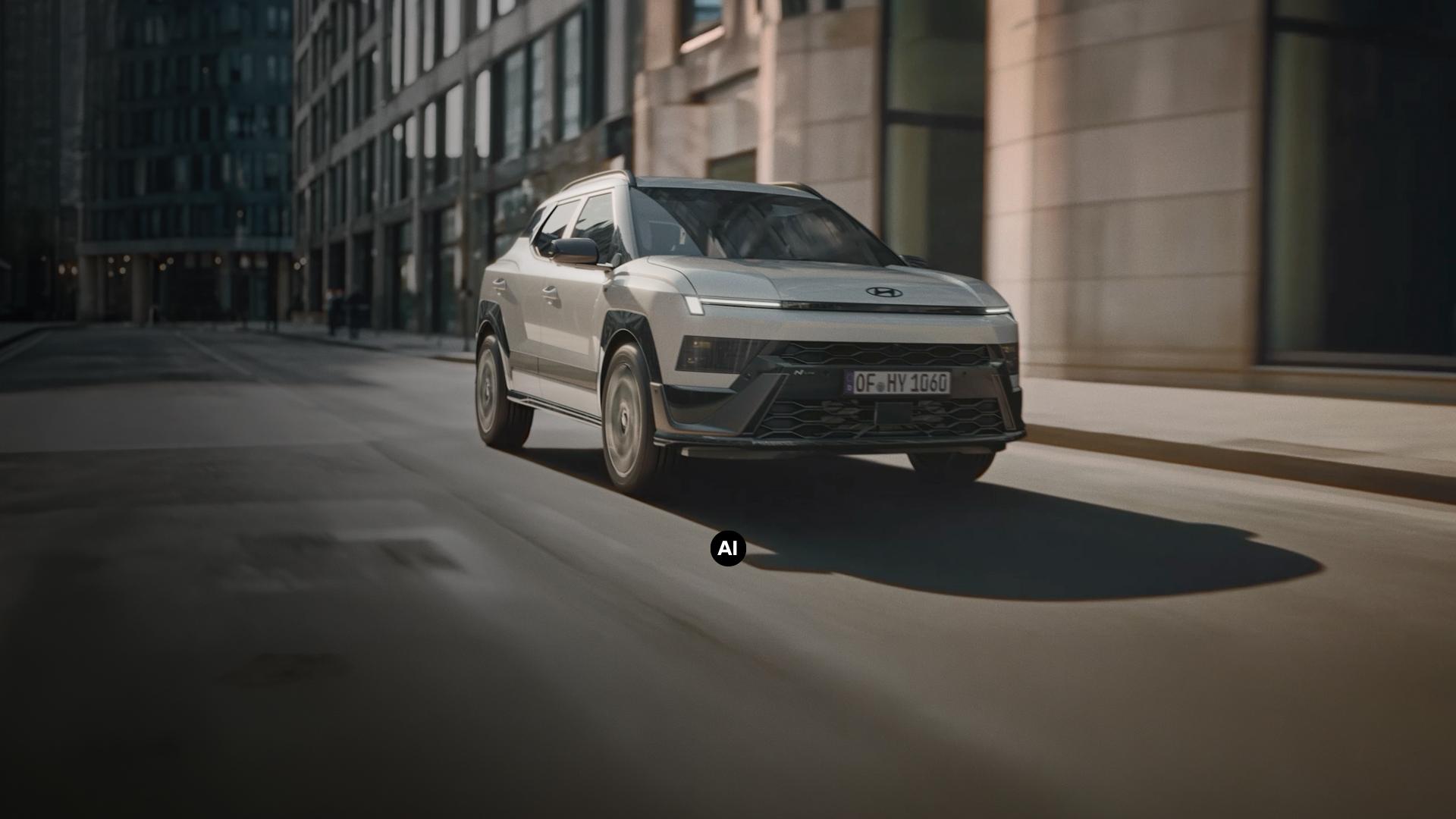 Hyundai BAYON N Line driving on the city street.
