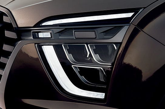 Signature cascading grille with dark chrome finish LED headlamps with LED DRLs