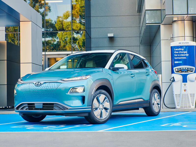 Hyundai Kona Electric charging at Hyundai Charging Station