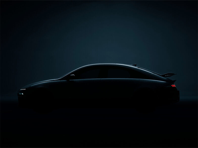  A silhouette side profile of the Hyundai IONIQ 6 N electric vehicle.