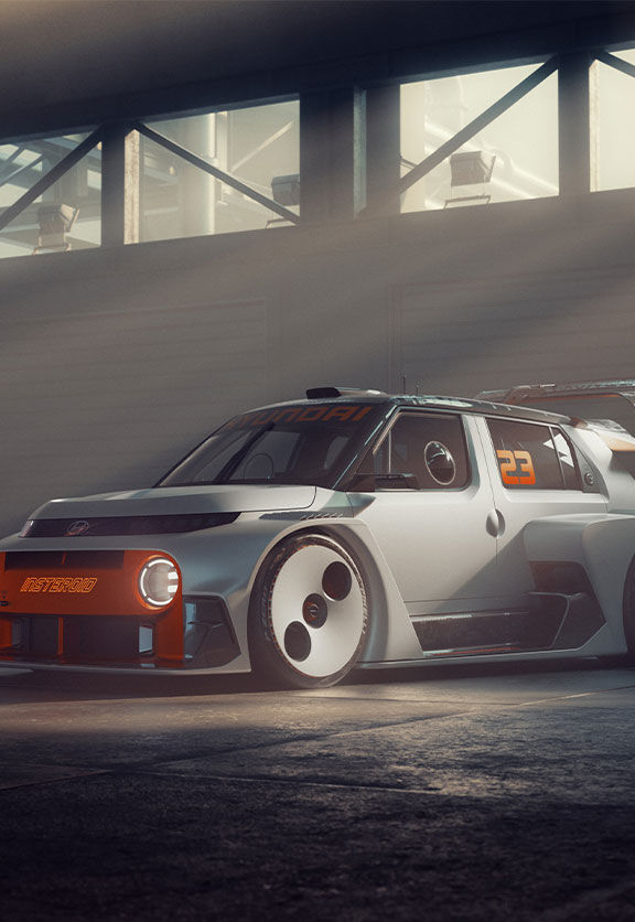 The Hyundai INSTEROID Concept Car fuses retro rally style with futuristic performance, featuring bold design, electric power, and motorsport-ready details.