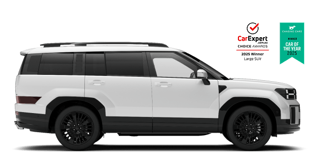 Hyundai SANTA FE ICE with the car expert and car of the year award logos embedded to it.