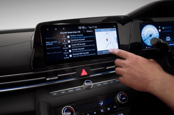Later-model Hyundai i30 Sedan N infotainment reference; not an exact 2021–2023 fitment image
