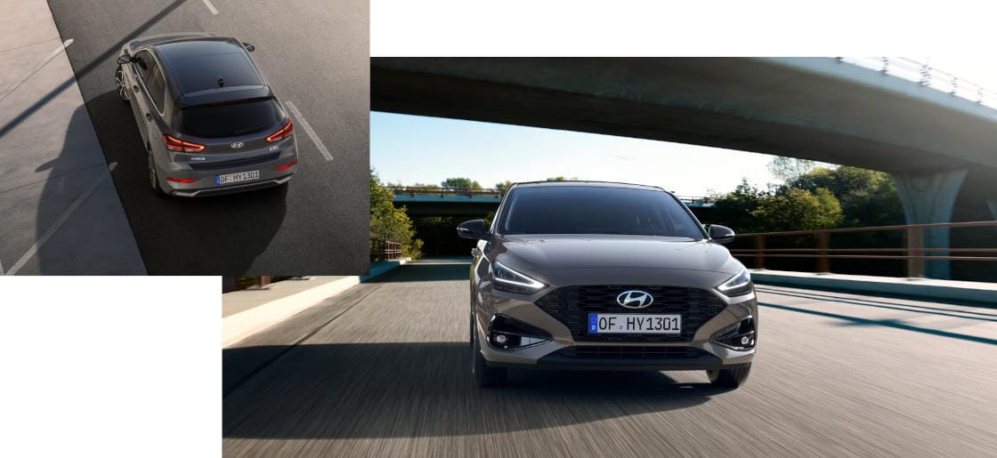 Vista frontal y aérea del Hyundai i30