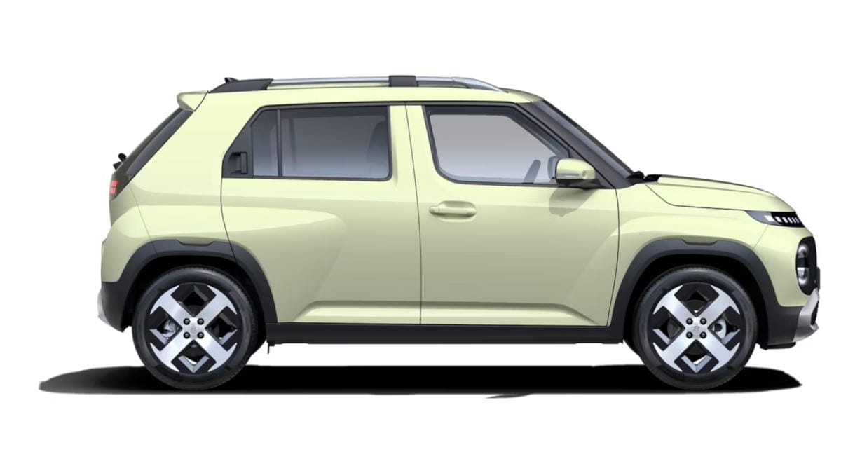 Vista lateral del nuevo pequeño coche eléctrico Hyundai INSTER.