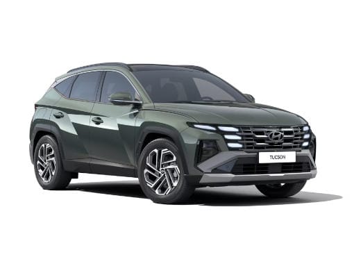 El Hyundai TUCSON visto de frente con luces LED.