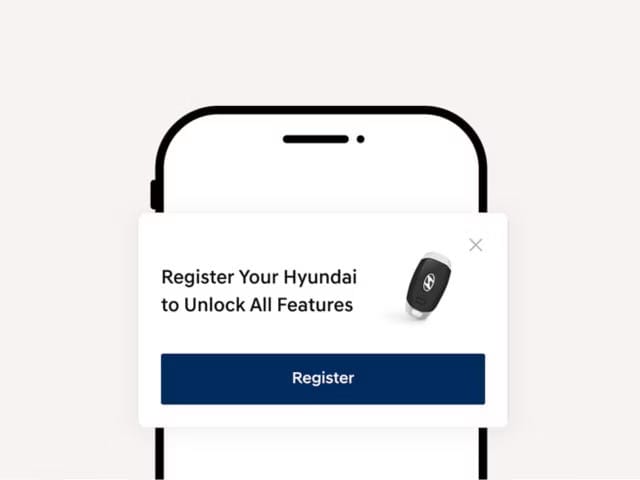 Página de vista previa del proceso de registro de la aplicación. Paso 3: Registre su vehículo.