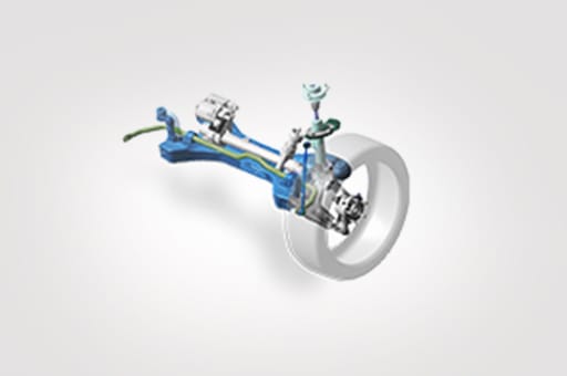 Front McPherson strut type suspension