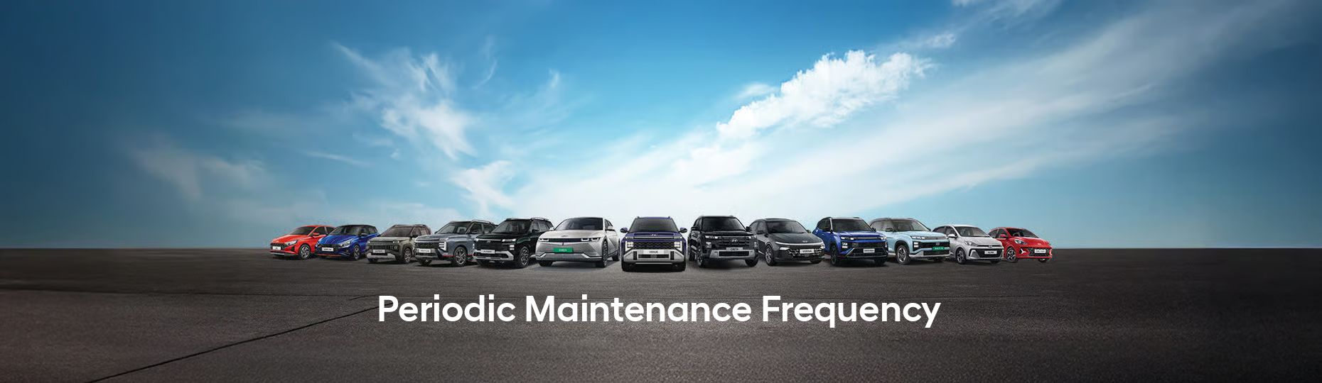 Hyundai Models placed in semicircle position