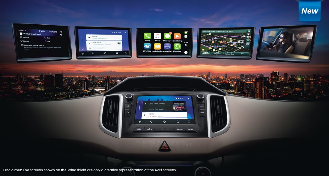 With its 17.77 cm touchscreen AVN System connects you to your destination like a breeze. And while you are on the move, it plays your favourite music in high quality sound and gives a delightful experience