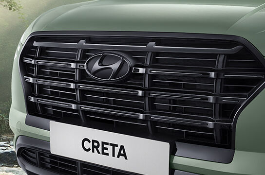 Black gloss radiator grille with red insert