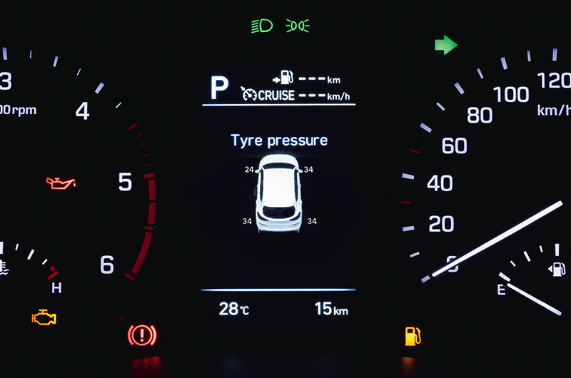 Tyre Pressure Monitoring System (TPMS) with Display on Cluster