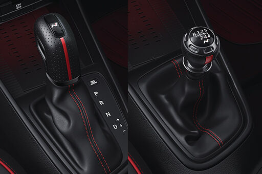 Perforated leather* wrapped gear Knob with N logo(7 DCT & iMT)