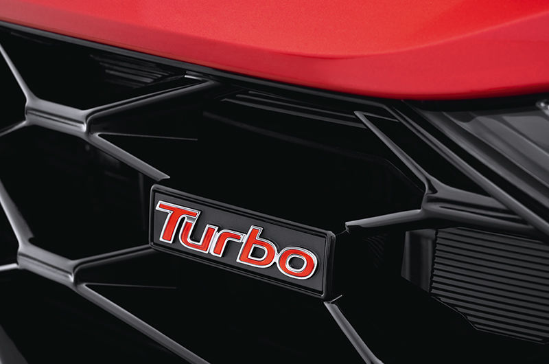 Turbo branding on front grille