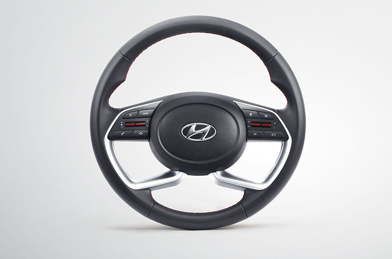 Leather wrapped steering wheel