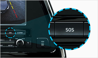 01 서비스 가입 및 설정 화면으로 진입(차량정보 확인에 최대 5분가량 소요될 수 있음) SOS 버튼을 통해 진입하는 방법 내비게이션 하단 또는 오버헤드 콘솔 등에 있는 'SOS' 버튼을 누른 후 내비게이션에서 '예'를 누르세요.