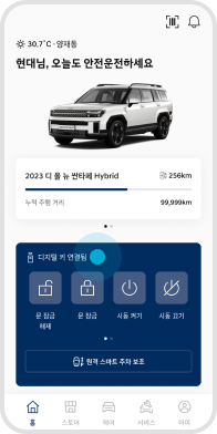 디지털 키 연결 여부 확인 > 근거리 원격 제어 가능 예시 화면