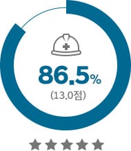 넥쏘 사고예방안전성 86.5% (13.0점), 별 5개