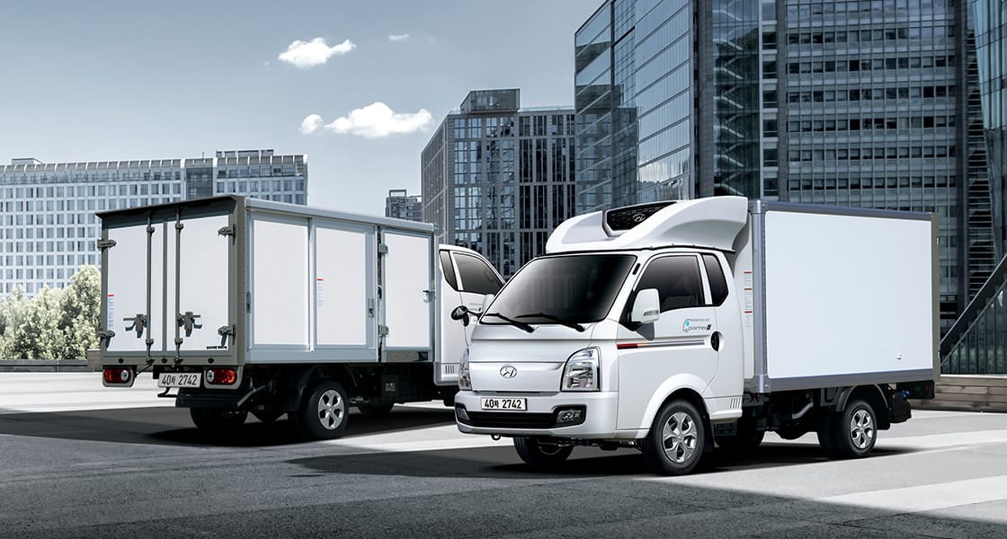 포터2 특장차 미닫이 도어 저상복합냉동탑차 / 냉동탑차