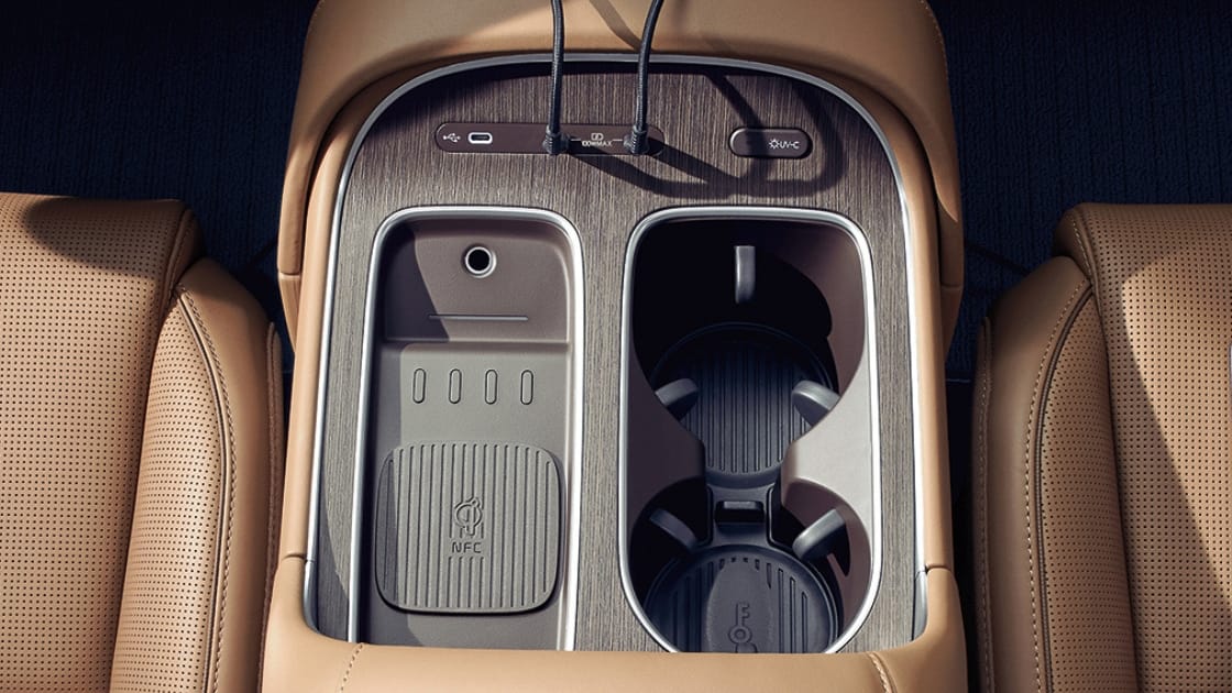 Close-up of the Dual-Swing Multi Console (with UV-C Sterilization)