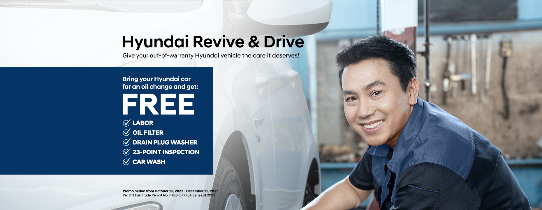 Image of a man servicing a Hyundai vehicle