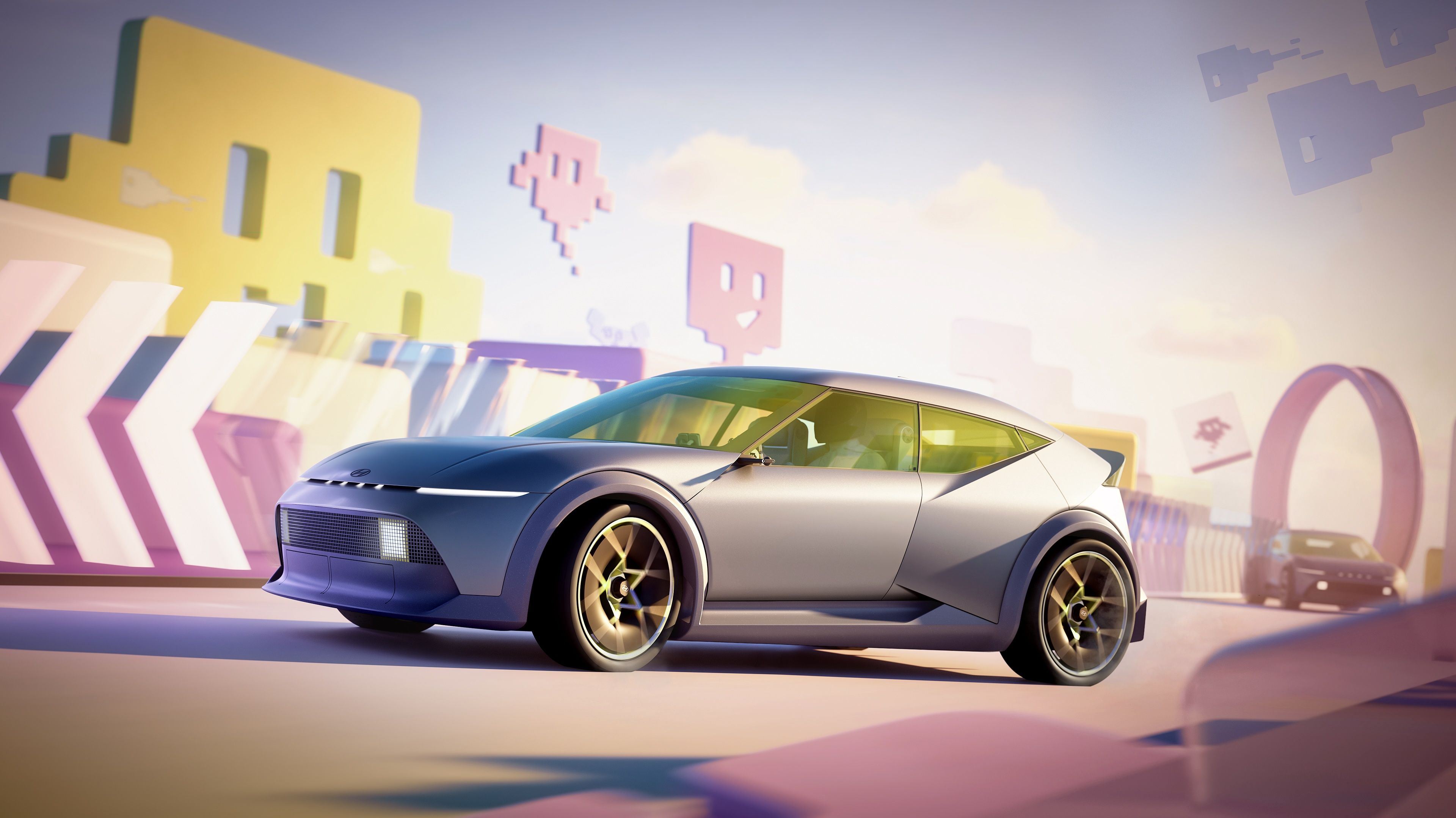 En illustrasjon av den nye konseptbilen Concept THREE.