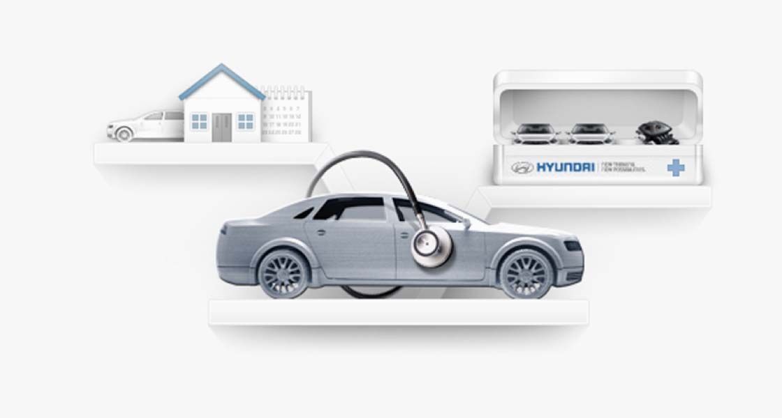 Hay 3 estantes en la ilustración. El centro tiene un auto con un estetoscopio, la izquierda tiene un auto, una casa y un calendario. También la derecha tiene autos en un kit.