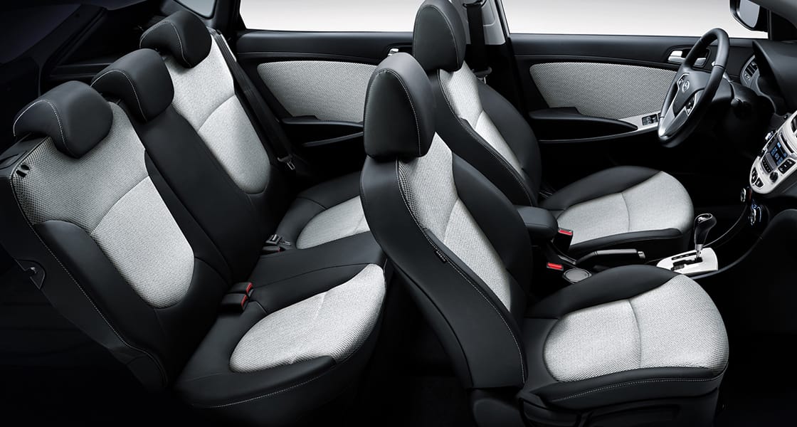 Panoramic view of black interior from side top viewpoint