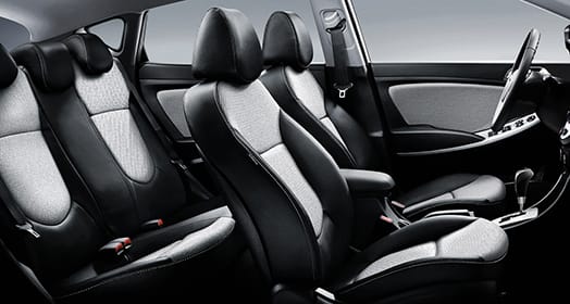 Panoramic view of black interior from side viewpoint