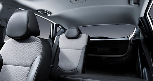 Interior view from the driver's seat with left backseat folded