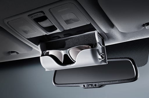 Sunglasses stored in the overhead console