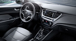 Front view of black interior