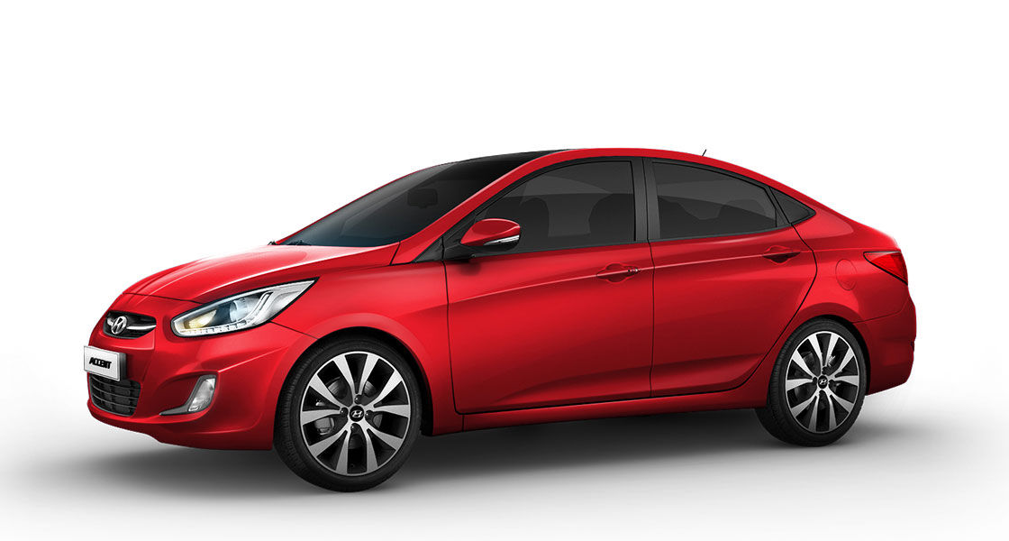 Side view of red Accent
