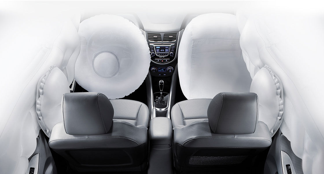 6-airbag system simulated on the front seats area