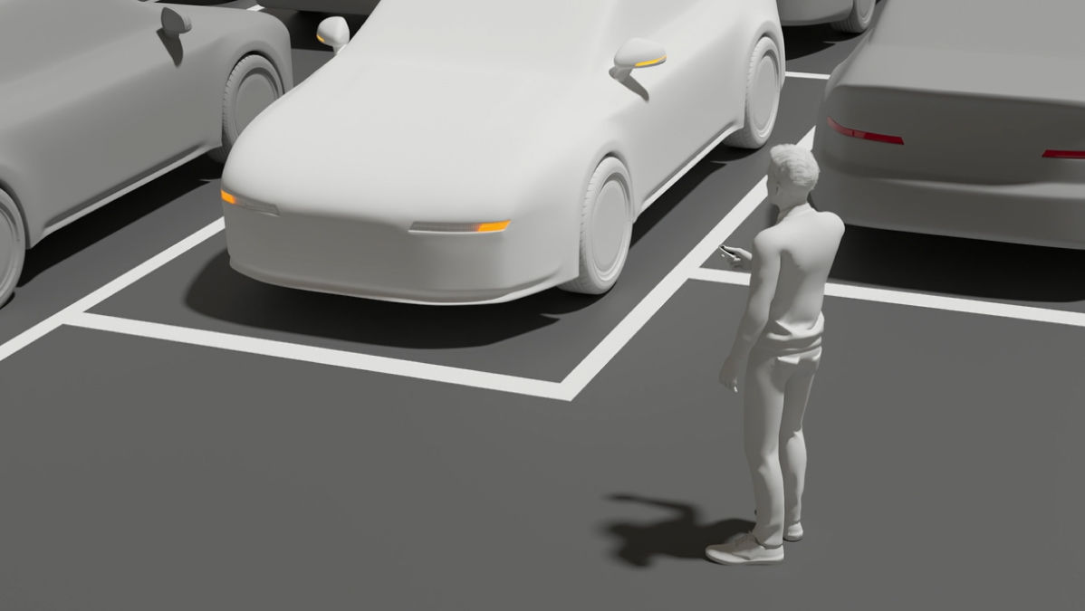 The vehicle can be controlled remotely using the smart key from outside to move.
