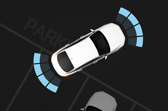 Top view of white azera with parking assist system