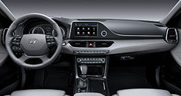 Front view of gray two tone interior