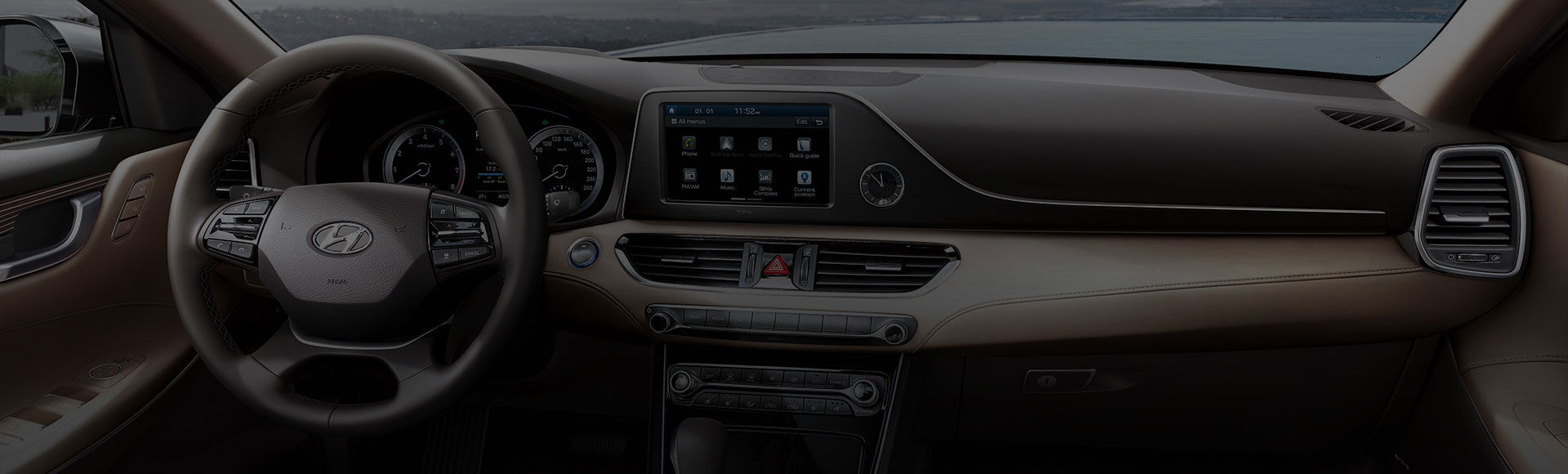 Front view of beige interior Azera