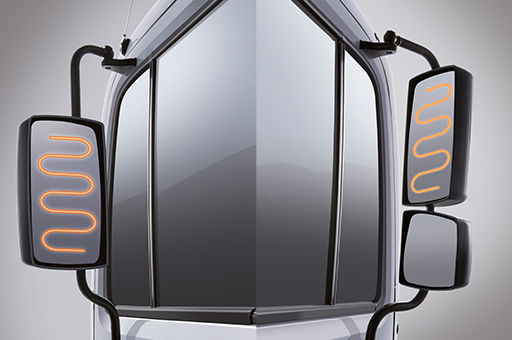 large and big side mirrors with heating coil