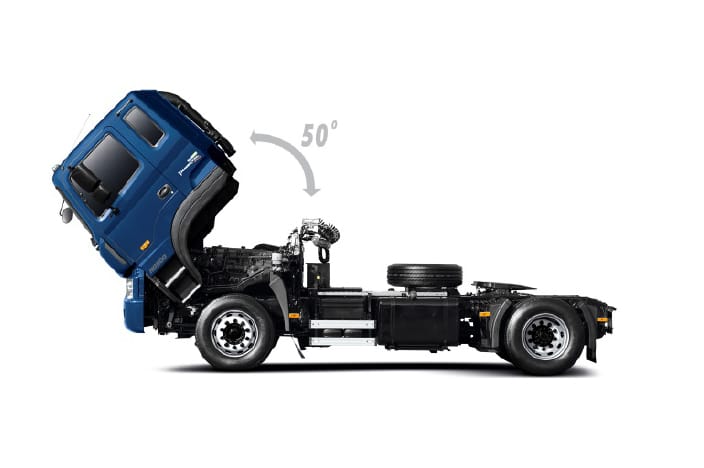 truck's cab is tilting forward