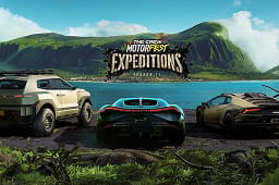 Hyundai CRATER Concept alongside Bugatti and Lamborghini vehicles in The Crew Motorfest Season 11