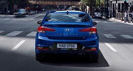 blue elantra 2019 on road