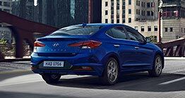 blue elantra 2019 rear on road