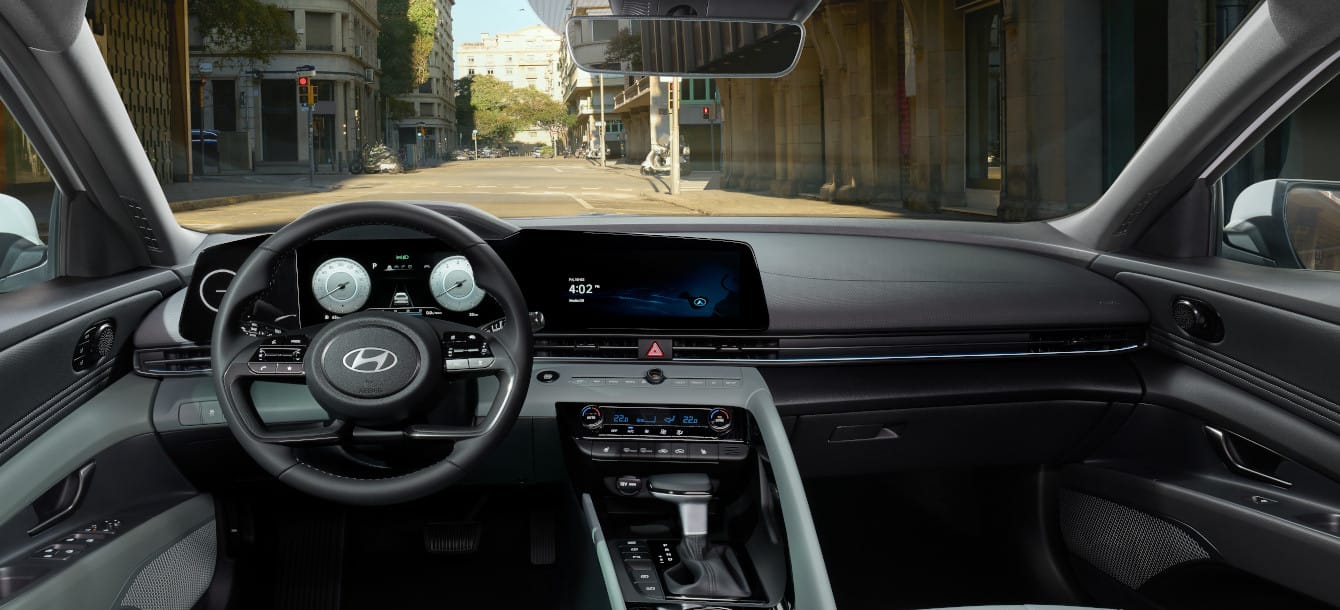 The front seat inside of the new ELANTRA.