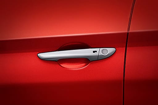 Closer view of chrome-coated outside handle