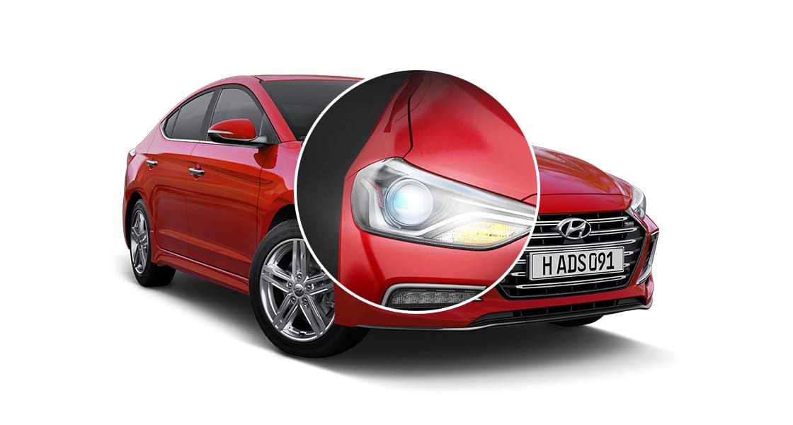 Right HID headlamp on