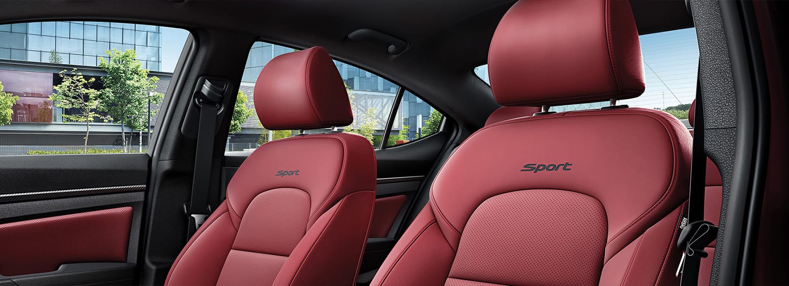 Panoramic view of front seats