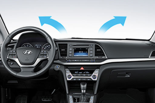 Auto defogging system illustrated on the windshield
