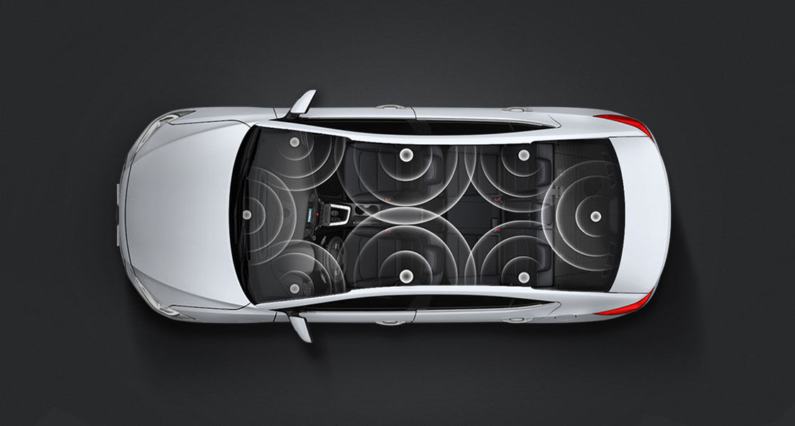 Sound waves around white Elantra