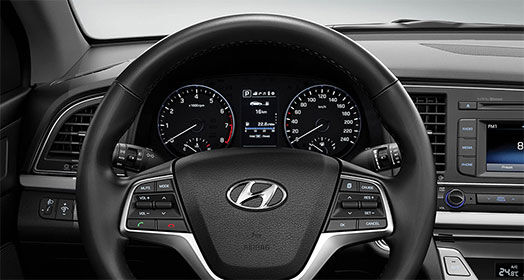 Front view of cluster and steering wheel